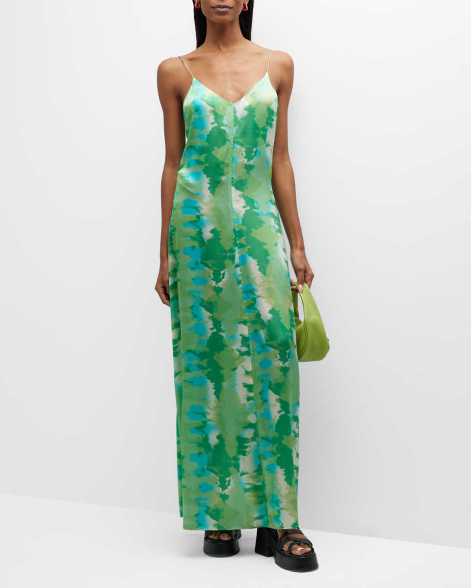 Stretch Satin Maxi Slip Dress